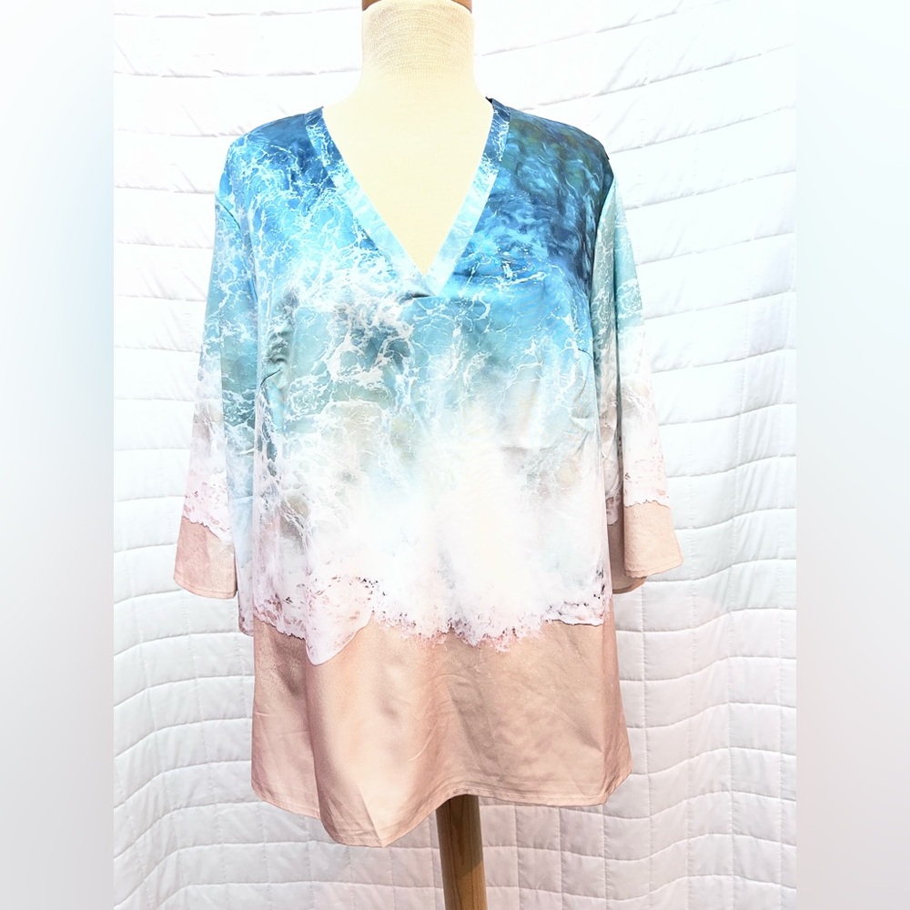 Zolucky Blue and White Oceanic Blouse